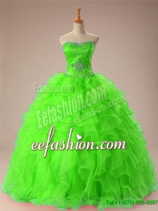 2015 Fall Perfect Sweetheart Quinceanera Dresses with Beading and Ruffles