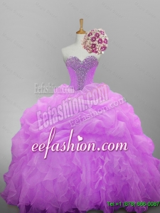 2015 Fall Pretty Sweetheart Quinceanera Dresses with Beading and Ruffled Layers