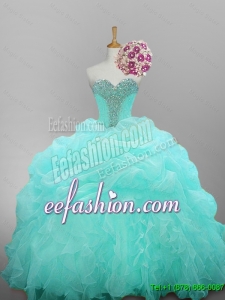 2015 Fall Top Seller Sweetheart Beaded Quinceanera Dresses with Ruffled Layers