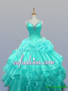 2015 Winter New Style Straps Quinceanera Dresses with Beading and Ruffled Layers