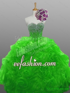 2015 Winter New Style Sweetheart Quinceanera Dresses with Beading and Rolling Flowers