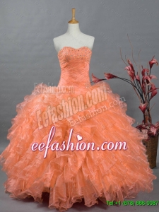 2016 Summer Beautiful Sweetheart Quinceanera Gowns with Beading and Ruffles