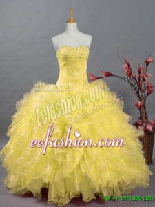 Beautiful Beaded and Ruffles Quinceanera Dresses in Organza for 2015