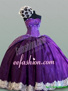 Elegant Ball Gown Sweetheart Quinceanera Dresses with Lace for 2015 Fall