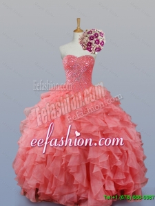Elegant Beading and Ruffles Sweetheart Quinceanera Dresses for 2015 Fall