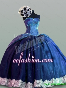 Luxurious Quinceanera Dresses with Lace in Navy Blue for 2015 Fall