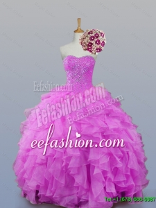 New Arrival 2016 Summer Sweetheart Beaded Quinceanera Dresses with Ruffles