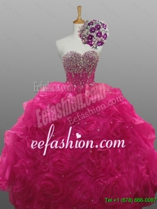 Perfect Beading and Rolling Flowers Sweetheart Quinceanera Dresses for 2015