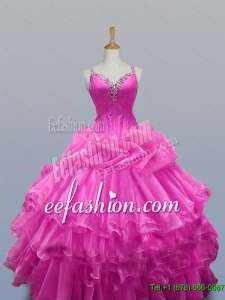 Perfect Straps Quinceanera Dresses with Beading and Ruffled Layers for 2015 Fall
