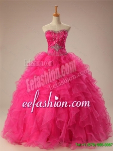2015 Fall Elegant Beaded Quinceanera Dresses with Ruffles in Organza