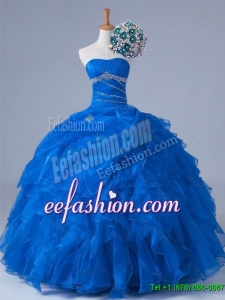 2015 Fall Pretty Strapless Quinceanera Dresses with Beading and Ruffles