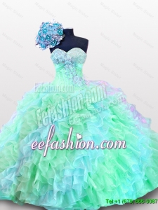 2016 Summer Beautiful Sweetheart Appliques Quinceanera Dresses with Sequins and Ruffles