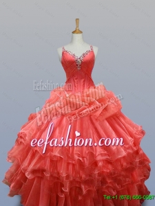 New Style Ruffled Layers Straps Quinceanera Dresses with Beading for 2015