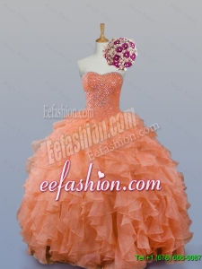 Pretty Sweetheart Beaded Quinceanera Gowns in Organza for 2015 Fall