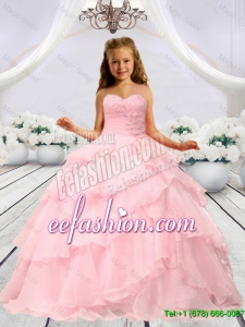 2016 Summer Discount Baby Pink Beaded Decorats Little Girl Pageant Dress with Layers