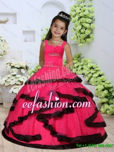 2016 Summer Popular Straps Beading Little Girl Pageant Dresses with Layers and Ruching