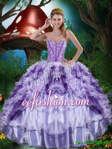 2016 Gorgeous Sweetheart Quinceanera Dresses with Beading and Ruffles