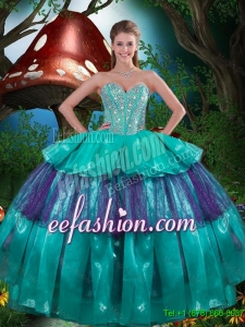 Modest Sweetheart Beaded Quinceanera Dresses with Ruching for 2016