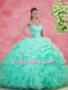 Amazing 2016 Sweetheart Apple Green Quinceanera Gowns with Beading
