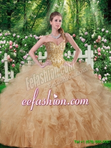 Discount Beaded and Ruffles Sweetheart Quinceanera Dresses for 2016