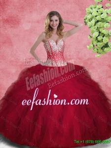 Pretty 2016 Ball Gown Sweetheart Quinceanera Gowns with Beading and Ruffles