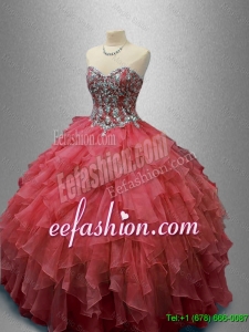 2016 Beautiful Beaded and Ruffles Quinceanera Gowns in Organza