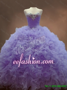 2016 Classical Beaded Sweetheart Lavender Sweet 16 Gowns with Ball Gowns