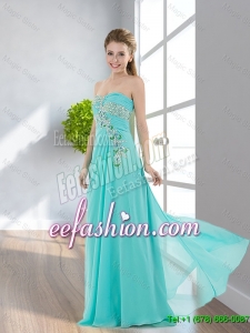 2016 Elegant Empire Floor Length Applique Prom Dresses with Beading