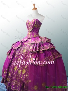 Beautiful Sweetheart Ball Gown Fuchsia Quinceanera Dresses with Appliques