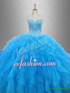 Latest Beaded Organza Quinceanera Dresses with Ruffles