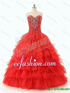 Popular Beaded and Ruffled Layers Quinceanera Dresses in Red