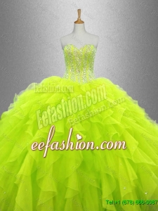 2016 Yellow Green Beautiful Quinceanera Dresses with Ruff