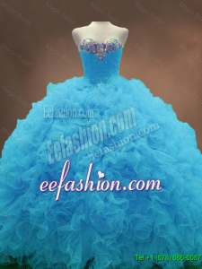 Beautiful Aqua Blue Ball Gown Quinceanera Gowns with Sweetheart
