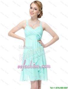 Luxurious Short Hand Made Flowers Prom Dresses with Straps