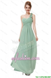 Pretty One Shoulder Prom Dresses with Hand Made Flowers