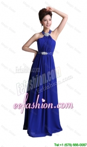 2016 Lovely Empire Halter Top Prom Dresses with Beading in Royal Blue