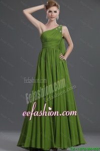 Beautiful A Line One Shoulder Prom Dresses with Watteau Train