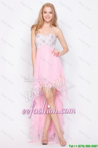 Beautiful Empire Sweetheart High Low Prom Dresses with Beading