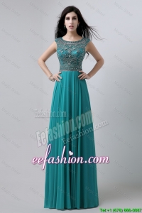 Cheap Bateau Floor Length Prom Dresses with Beading