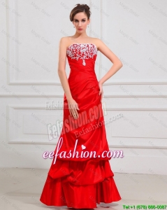 Exclusive Column Strapless Appliques Prom Dresses in Red