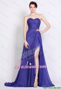 Exquisite Sweetheart High Slit Prom Dresses in Royal Blue