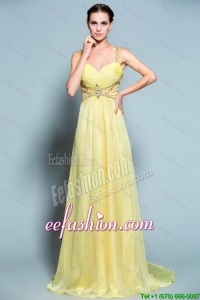 Lovely Empire Straps Prom Dresses with Beading