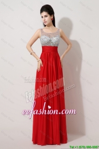 Luxurious Side Zipper Red Prom Dresses with Scoop