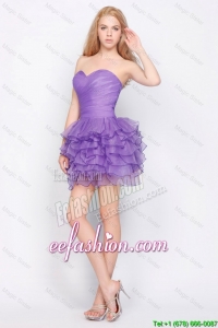 Perfect Sweetheart Lavender Short Prom Dresses with Ruffled Layers