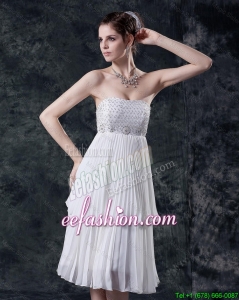 Popular Empire Strapless Prom Dresses with Beading
