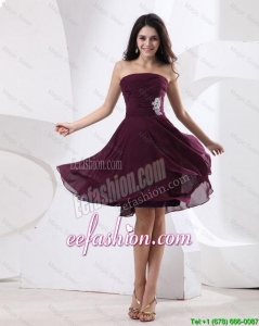 Pretty Strapless Brown Short Prom Dress with Appliques
