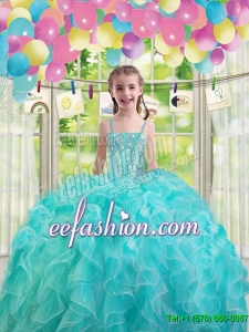 Lovely Aqua Blue Mini Quinceanera Dresses with Ruffles and Beading