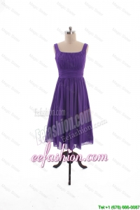 2016 Fall Discount Square Short Prom Dresses with Belt in Purple