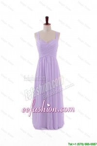 Discount 2016 Straps Lavender Long Prom Dresses with Ruching