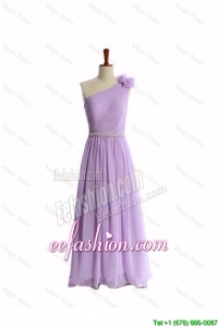 Discount Hand Made Flower and Belt Lilac Prom Dresses with Brush Train